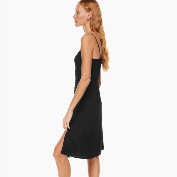 Sunday Best Aritzia Viola Midi Dress Slit Black Large - Picture 2 of 11